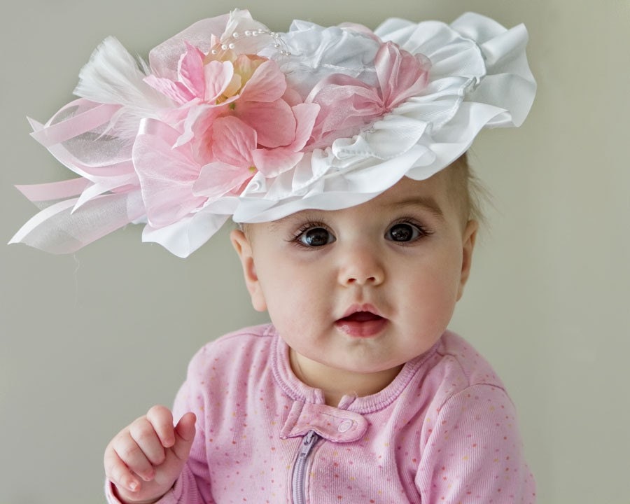 Baby Hat - Baby Fascinator Hat for Birthday, Church, Tea Party, Photo Prop - Frilly Hat - CUSTOM ORDER ITEM