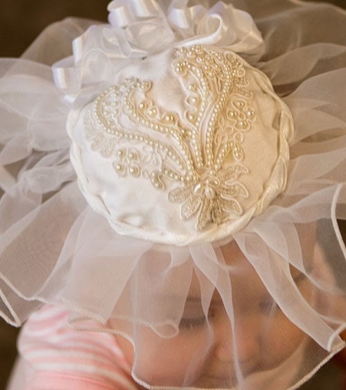 Soft Ruffled White Spring, Flower Girl Fascinator Hat