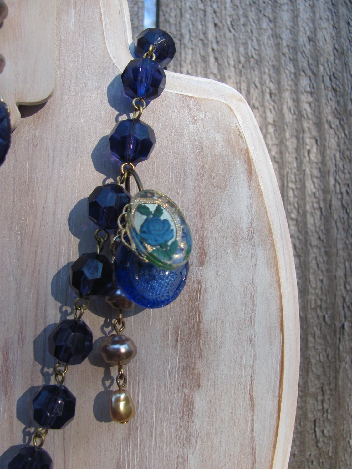 Lady Pirate Jewelry - See You in September, When the Summer's Through - A Vintage Button, Intaglio, Delft Necklace with Earrings...