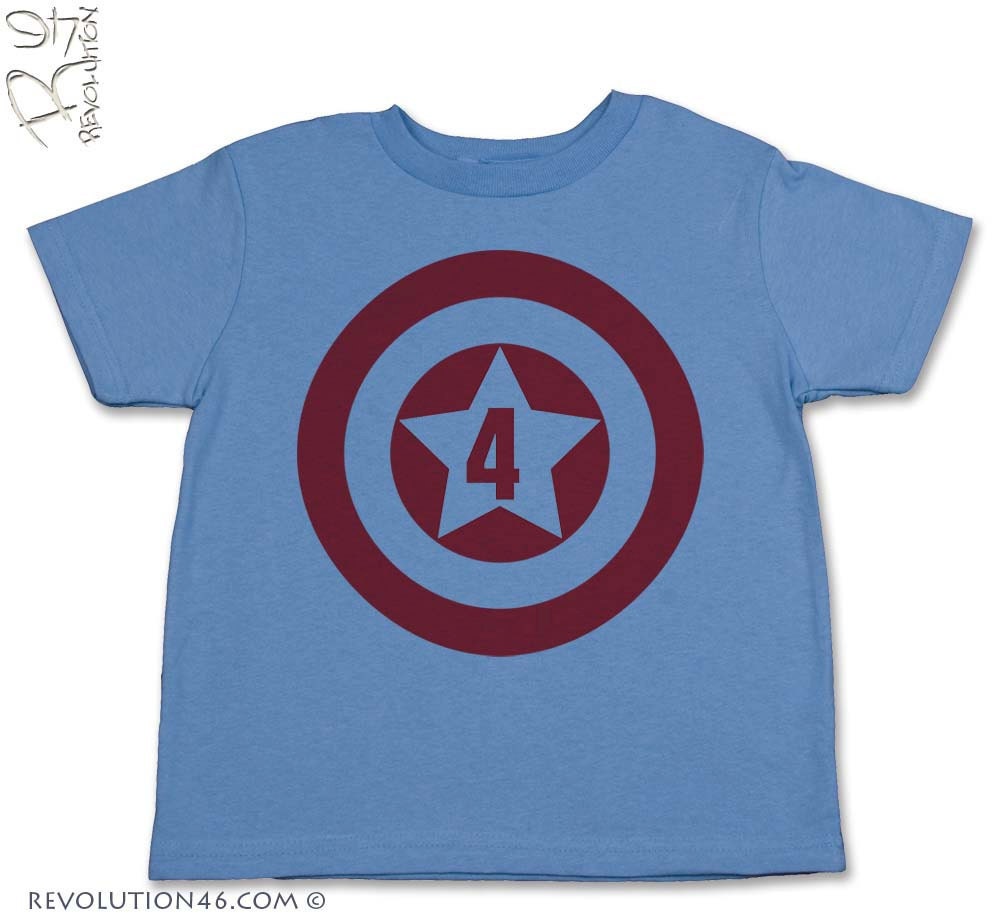 4th Birthday Shirt - American Super Hero Birthday TShirt - Number 4 Shirt( CA 4 BTT 1064 )