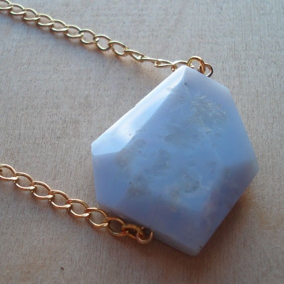 Elegant Chalcedony Necklace, Large Asymmetrical Chalcedony Nugget, Pale  Blue, Something Blue for a Bride