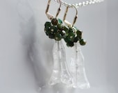 Green earrings Spring Blossoms Quartz Flower Dangle Earrings Green Aventurine Beads Floral Dangle Cluster