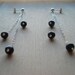 Earrings Grey Black Labradorite Beads Dangle Sterling Silver Chain Earring Posts Simple Modern Minimalist Gray Chain