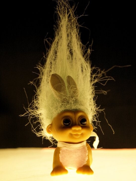 Vintage Easter bunny crawling troll doll
