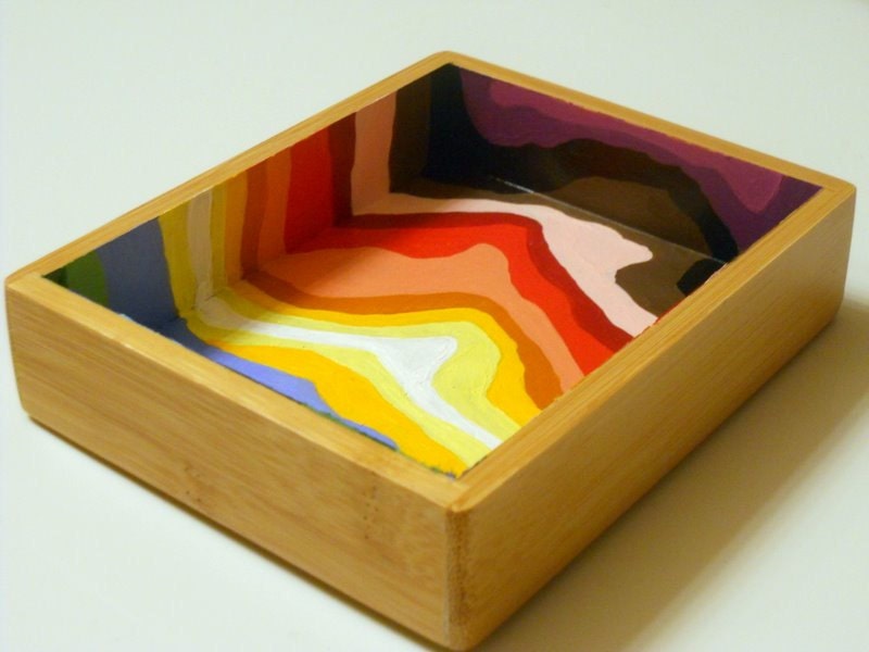 Rainbow Stripes small Bamboo Tray by Precious Beast - MADE TO ORDER
