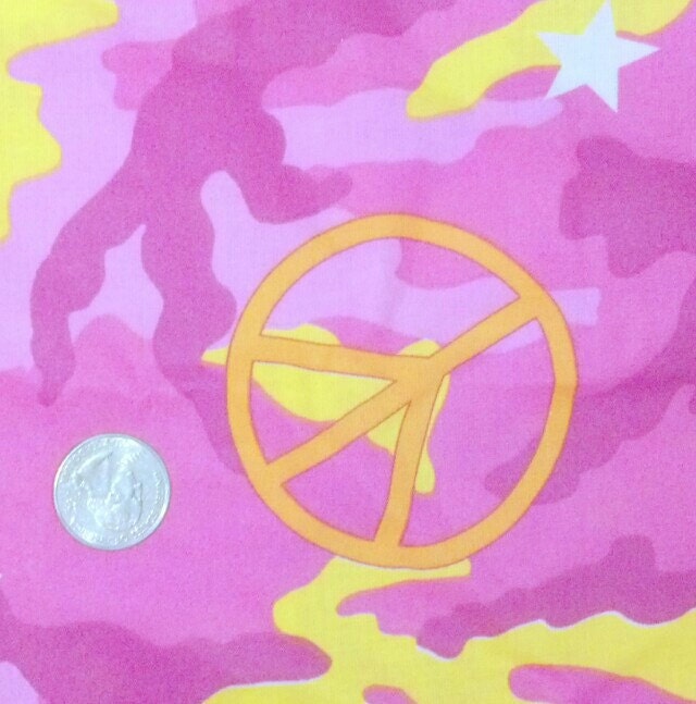 Peace and Camo Pink Fabric 1 Yard
