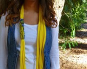 Scarf Necklace- Yellow & African Wax Print Scarflace