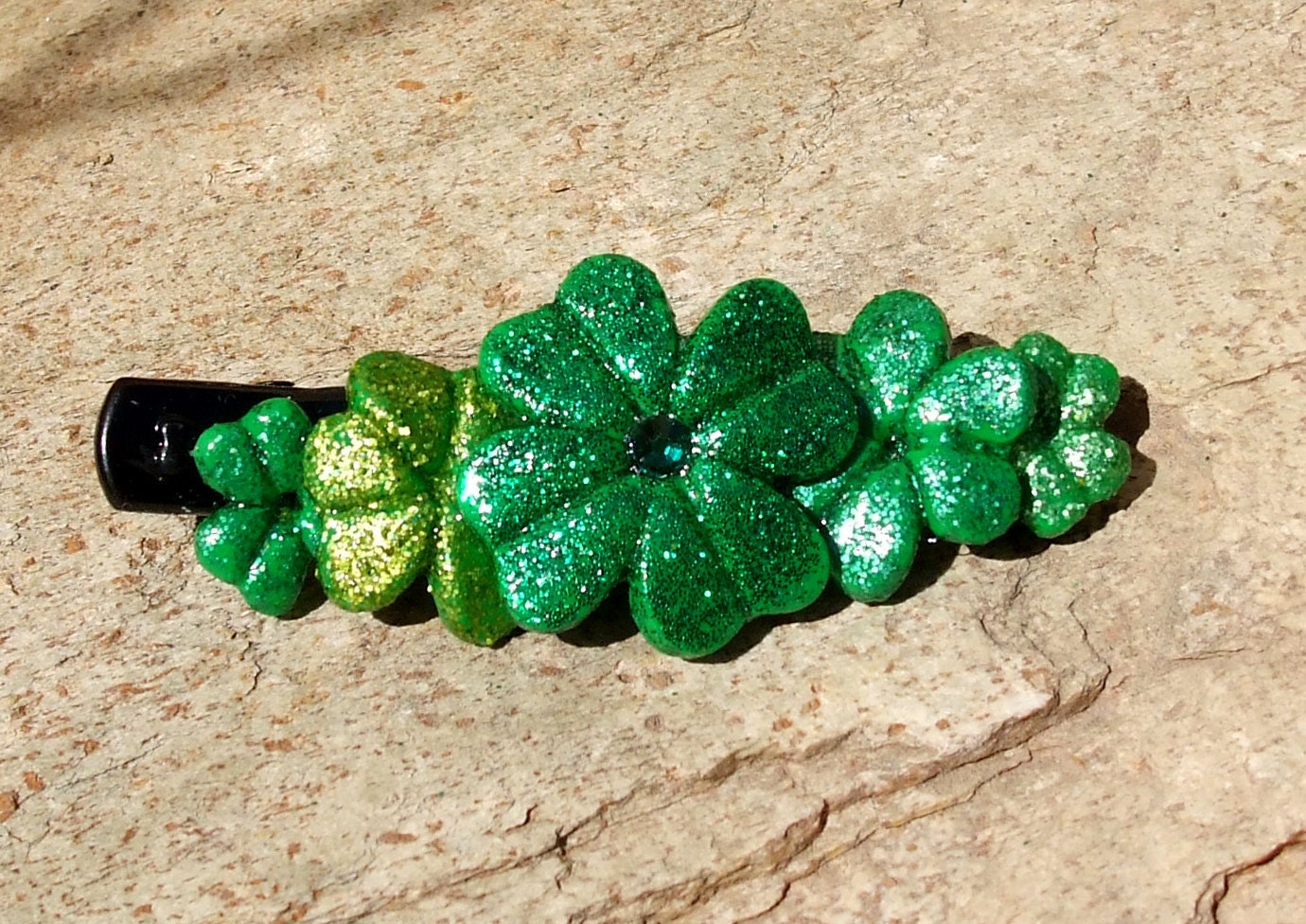 ON SALE: Lucky Clover Patch OOAK Hair Clip