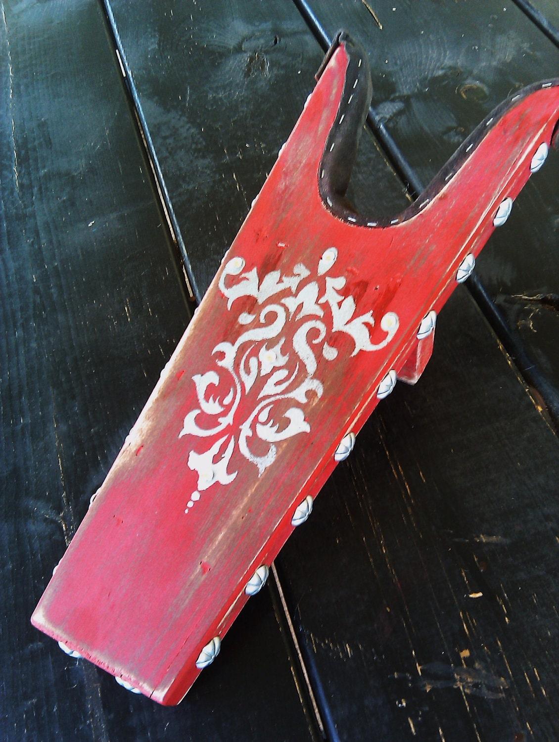 Hand Painted Boot Jack with western silver studded sides