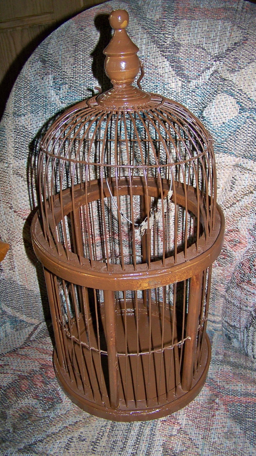 Very Old Vintage Antique Birdcage with Rounded Top - Brown -