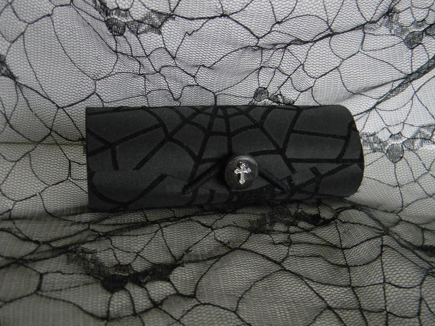 Spider Web Wood Mini Clutch