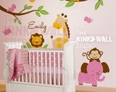 Children Wall Decal Wall Sticker tree decal - Animal Paradise Nursery Decal - KK113