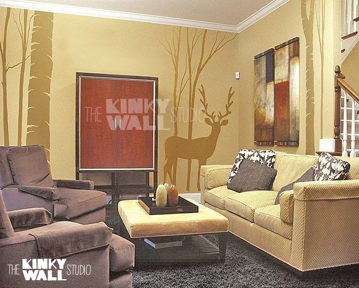 Art Wall Decal Wall Sticker tree decal - Deer in the Forest - vinyl sticker wall decal - kk109