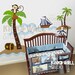 Ahoy Matey Breezy Beach Plam Trees with Monkey - vinyl sticker wall decal - KK114 - Children Nursery Girl Boy Baby Kid