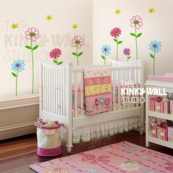 Daisy Garden - vinyl sticker wall decal Baby Girl nursery - KK101S