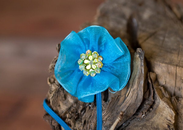Totally Cute Blue Flower Headband, Baby headband, Newborn Headband, Toddler headband, Baby Girl Headband, Baby Headband, Flower Headband