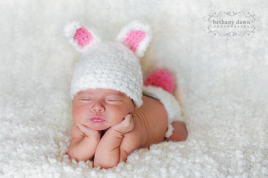 PATTERN - Bunny Hat Pattern, Newborn Pattern, Baby Hat Pattern, HAT Pattern-Newborn, 3 Months, Diaper Cover Pattern, Snassy Crafter Original