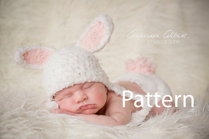 Crochet Baby Hat Pattern Newborn, 3 Months, Bunny Hat Pattern & Diaper Cover Pattern , Snassy Crafter Original -OPen 4 PiCtuRES - FeeDBack