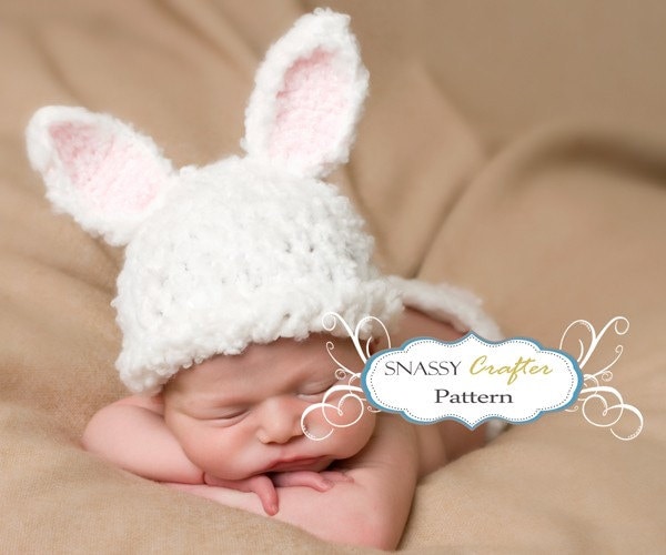 Baby Hat Pattern Crochet Newborn Bunny Pattern by SnassyCrafter