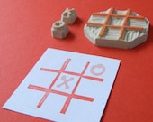 Tic Tac Toe X and O - Hand Carved Stamp Set