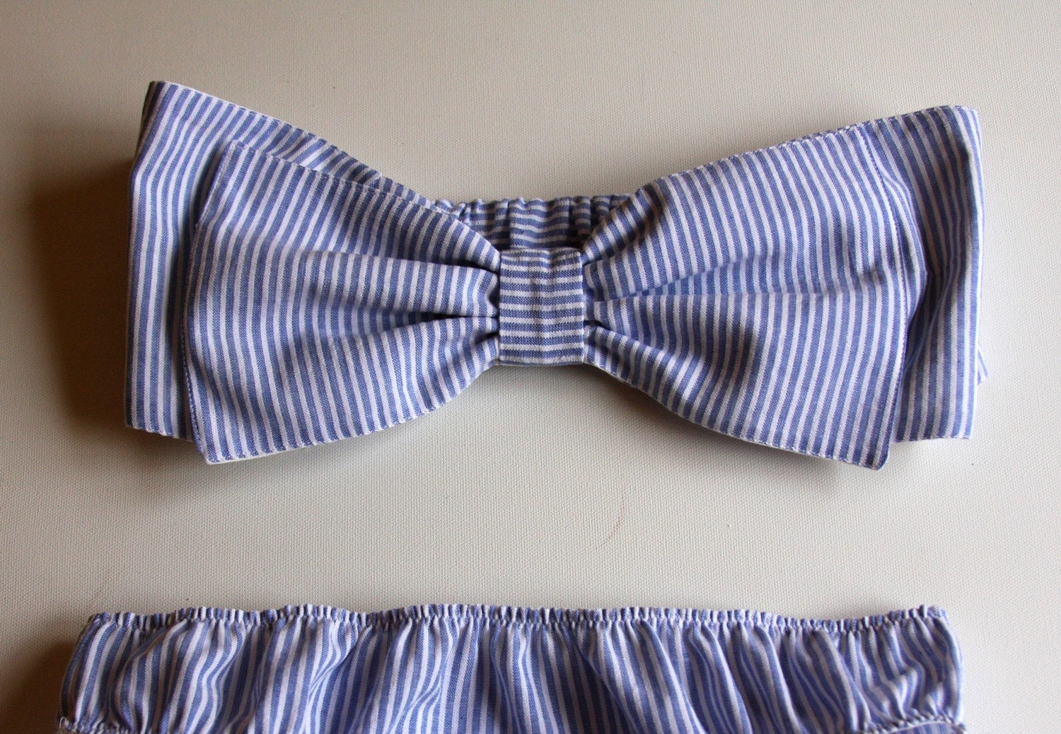 seer sucker bow bandeau set -made to order