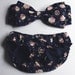Navy Blue Floral Bow Bandeau Set - Made to order.