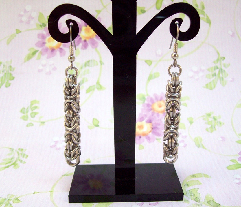 chainmaille, earrings, byzantine.