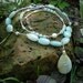 Gabrielle Three-in-one necklace, amazonite teardrop, white freshwater pearls, sterling silver