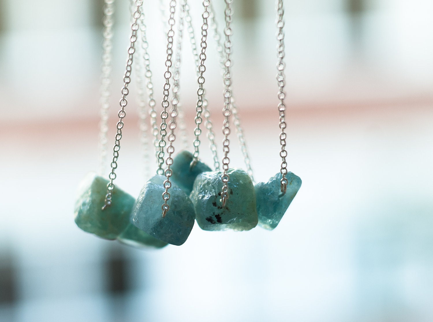 25% OFF - Aquamarine Nugget Necklace - last one