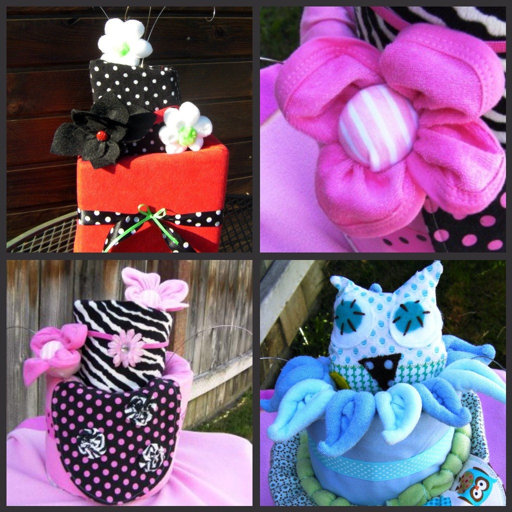 Made to Order Baby Shower Diaper Cake,Two Tier Topsy Turvy Diaper Cake, Custom Designed to match your theme and/or colors, Baby Shower Gift