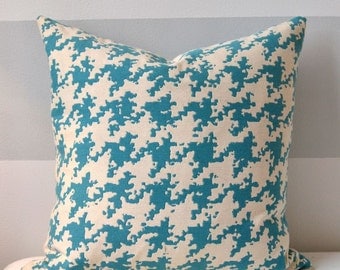 Blue Houndstooth Pillow