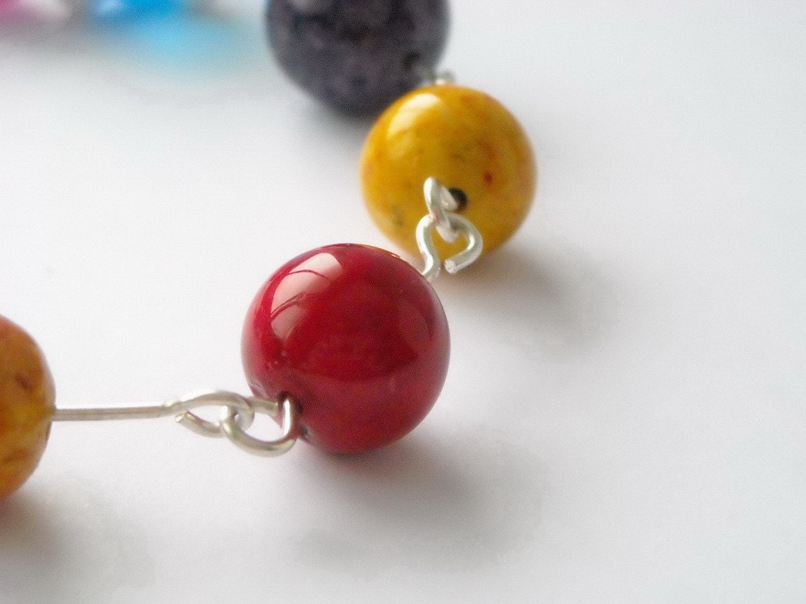Rainbow Bracelet, Colourful Handmade Sterling Silver Bracelet, Glass Bead Jewellery