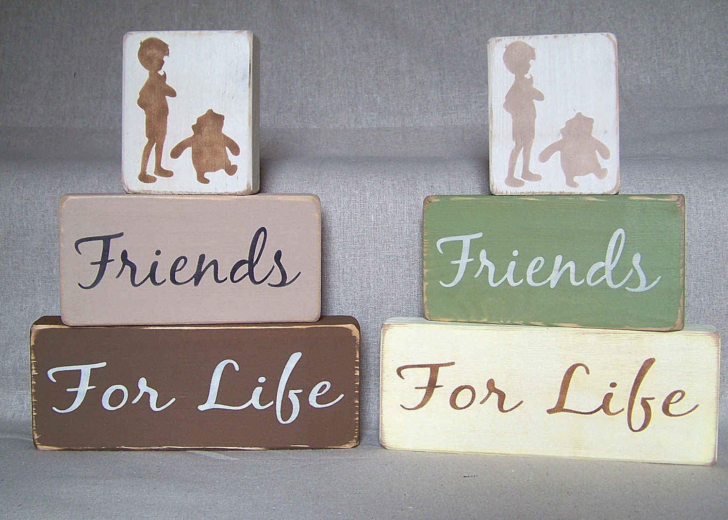 Classic Pooh Winnie the Pooh Wood Block Set Sign