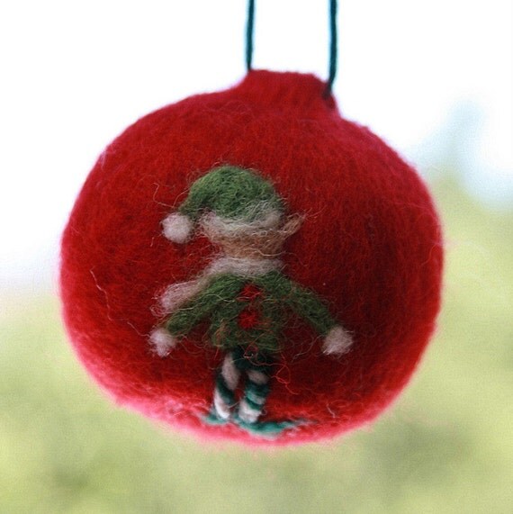 Items similar to Needle Felted Elf Christmas Tree Ornament on Etsy