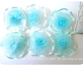 Organza rolled blue flowers / pack