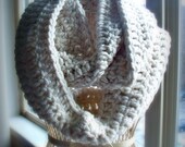 Infinity Scarf: Cream Color Crochet Winter Scarf