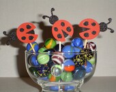 12 Black and Red Sparkly Ladybug Cupcake Toppers...birthday, party, children, bug, wings, girl, baby