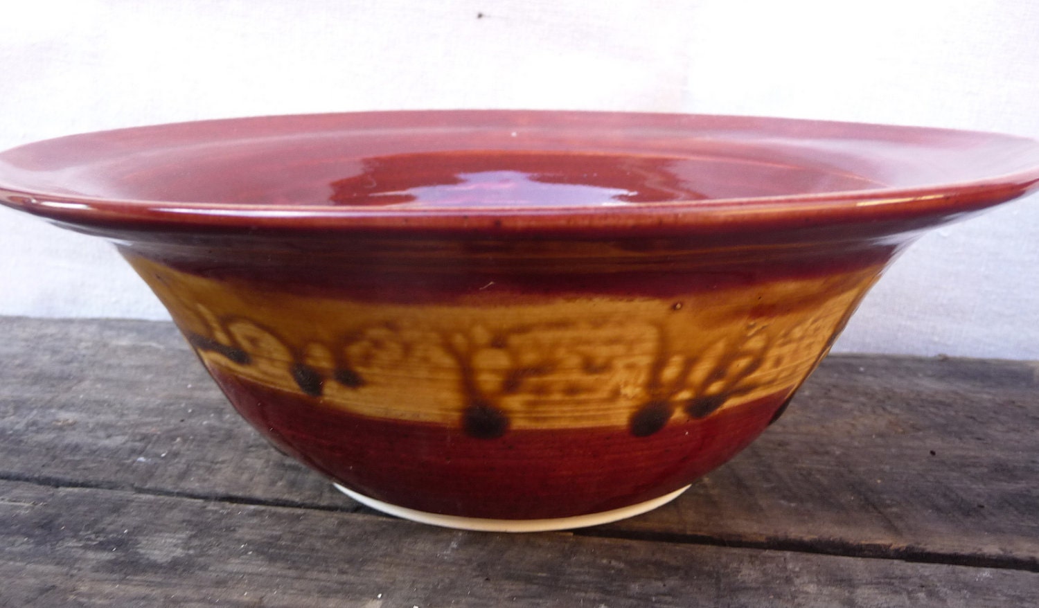 Deep Red Ceramic Serving Bowl // Handmade Pottery Bowl