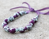 Plum Teal Damask Teething Necklace, Mommy Teething Necklace, Nursing Necklace, Breastfeeding Necklace, Chew Beads