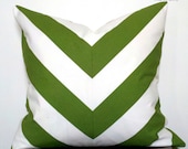 Wide Stripe Chevron Green-Pillow Cover