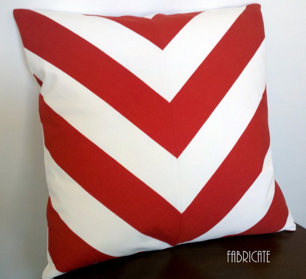 Wide Stripe Chevron Red-Pillow Cover