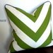 20" Wide Stripe Chevron Green with Navy Welt-Pillow Cover