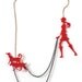 Red dog walker necklace - A walk in the park - Laser cut acrylic (plexiglass) jewelry