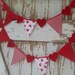 PARTY Banner Garland HEART Decor fabric flags Shabby Cottage style