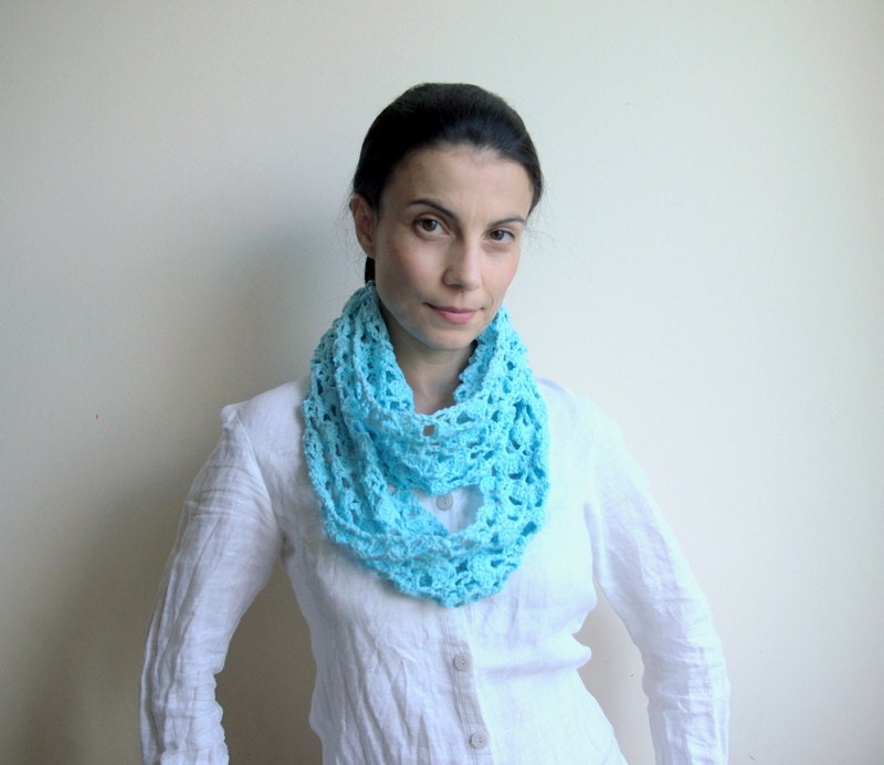 Infinity scarf PDF crochet pattern - circle  lace loop - DIY tutorial - Quick and easy gift