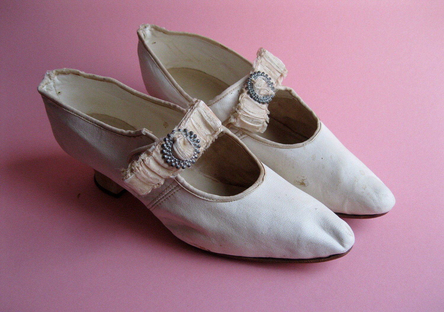 RESEREVED Antique Kid Leather Wedding Shoes Cream Bow Louis Heel Bridal Fashions