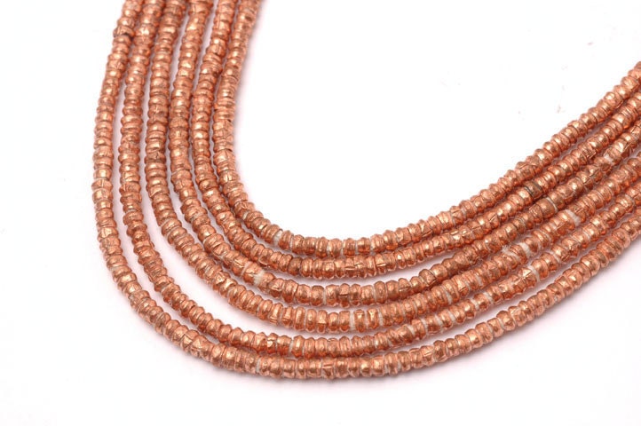 African Copper Heishi Beads 3x1mm (Ethiopia) / Spacer Beads / Non-Tarnish