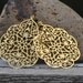 Large Gold Filigree Teardrop and Black Swarovski Crystal Dangle Earrings Jewelry Gift for Her. Free Shipping.
