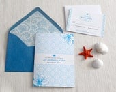 Blue Floral Destination Wedding Invitation (sample)