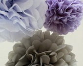 10 Tissue Paper Pom Poms - Your Color Choice- SALE - Purple Party Decorations - Tea Party - Birthday - Shower - Wedding